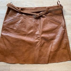 Joie brown leather mini skirt with belt